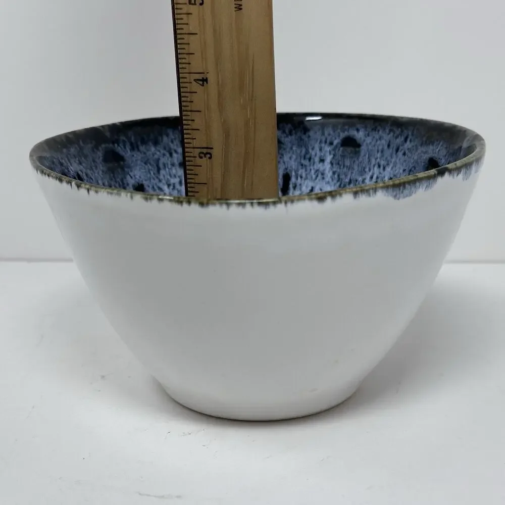 West Elm Reactive Glaze 3 pc. Place Setting Blue, Black, White Brown
